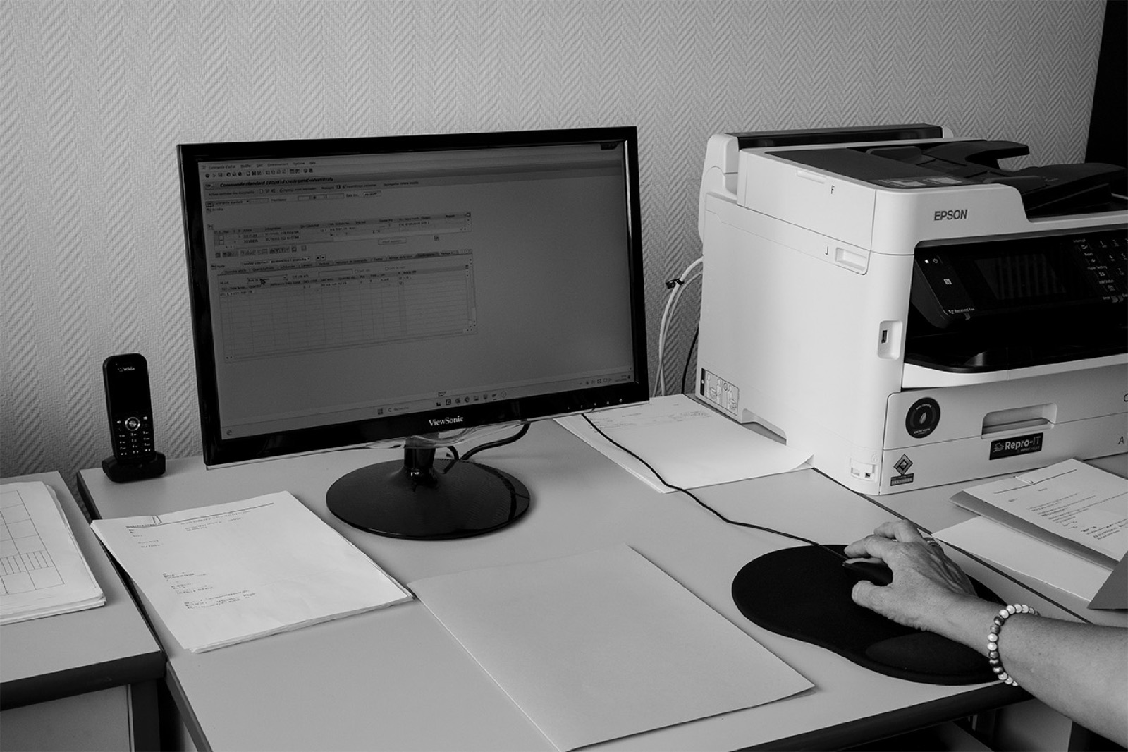 Inspection records being entered at a computer station