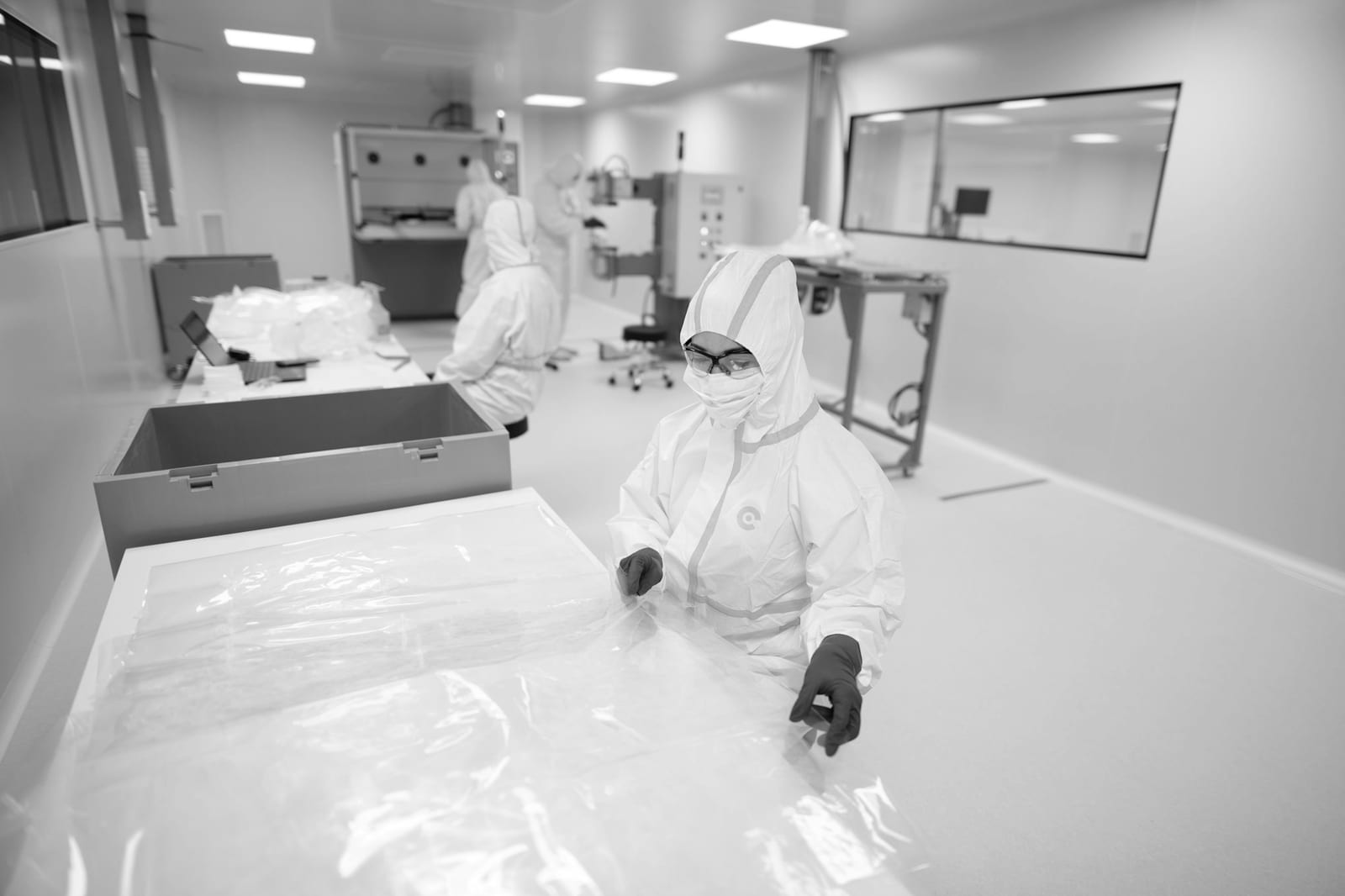 Work inside the cleanroom, in a controlled environment